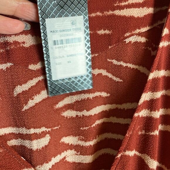 City Chic Maxi Ginger Tiger Max Dress XS Size 14 - Picture 4 of 8